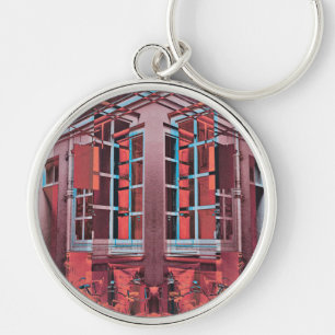 Llavero Cristal azul rojo Copenhague reflejo arte digital