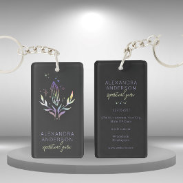 Llavero Cristales espirituales holográficos negro místico