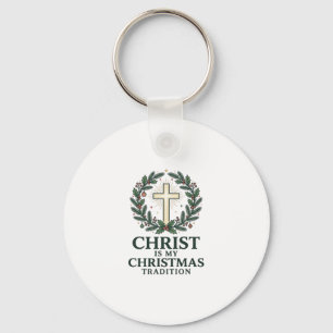 Llavero Cristo es mi tradición de Navidad Diseño de cruz v
