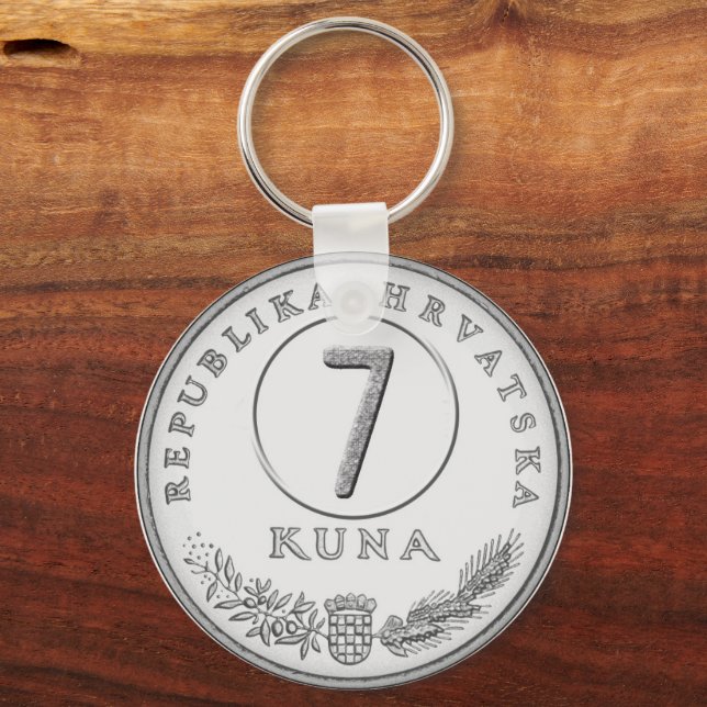 Llavero Croatian Kuna Coin Keychain–Customizable Backside (Anverso)