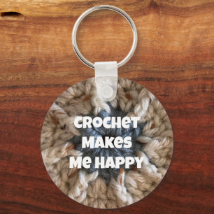 Llavero Crochet me hace feliz jarrón artesanal