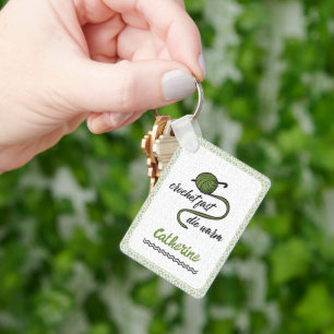 Llavero Crochet verde oliva rápido, mortal caliente