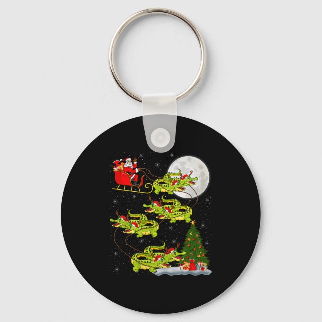 Llavero Crocodile Alligators Santa Sleigh Flying Funny Chr (Anverso)