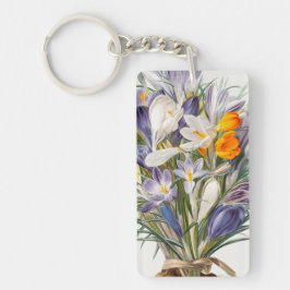 Llavero Crocus Spring Flower Botanical Floral Art