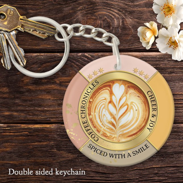 Llavero Crónicas de Café Arte de Latte Chic Quote (Coffee chronicles personalized elegant cappuccino coffee lover keychain)