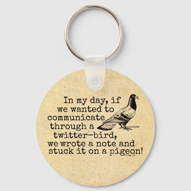 Llavero Cronología de pájaro de Twitter de la edad avanzad (Anverso)