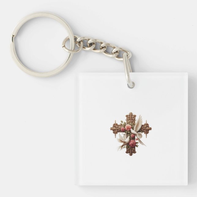 Llavero Cross with Doves – Christian Faith Inspirational D (Frente)