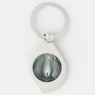 Llavero Crossroads in the Fog - Gloomy Forest Art Print