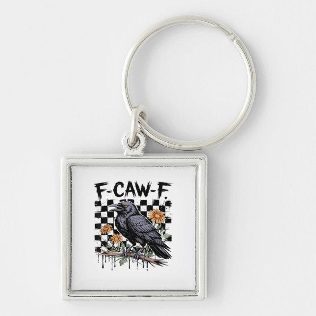 Llavero Crow Flowral, F-Caw-F Funny Bird FCAWF Moon Gothic (Frente)