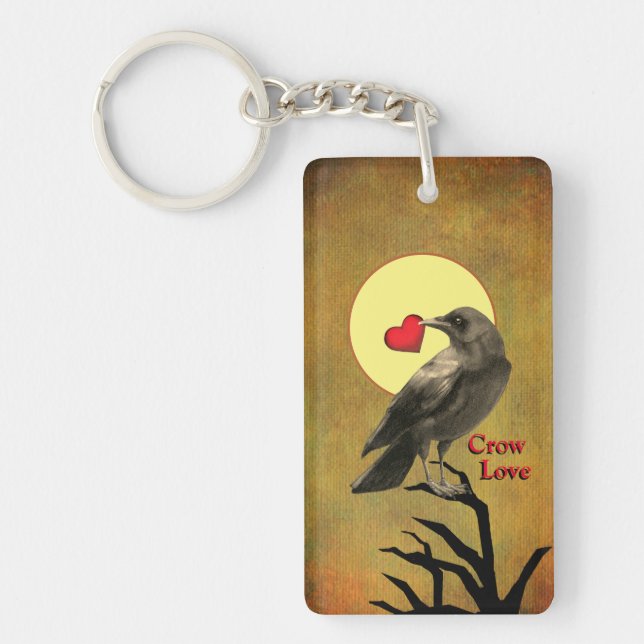 Llavero Crow Love Double-Sided, Personalizable Keychain (Frente)