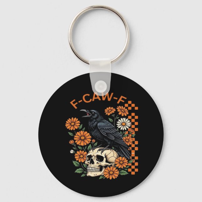 Llavero Crow Raven F-Caw-F Funny Halloween Gothic Creative (Anverso)
