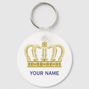 Llavero Crown dorado + tu texto