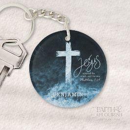 Llavero Cruce en el agua Dark Blue Scripting Personalizado