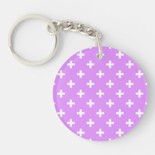 Llavero Cruces de polka blanca sobre lila