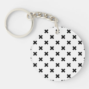 Llavero Cruces de polka negra sobre blanco