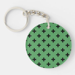Llavero Cruces de polka negro sobre verde