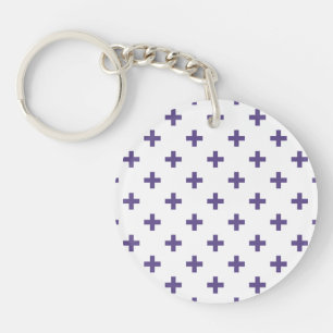 Llavero Cruces de polka ultravioleta sobre blanco
