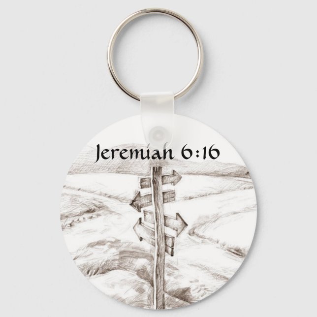 Llavero Cruces, Jeremías 6:16 (Anverso)
