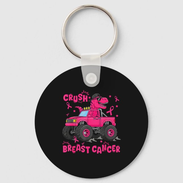 Llavero Crush Breast Cancer Awareness Monster Truck Dinosa (Anverso)