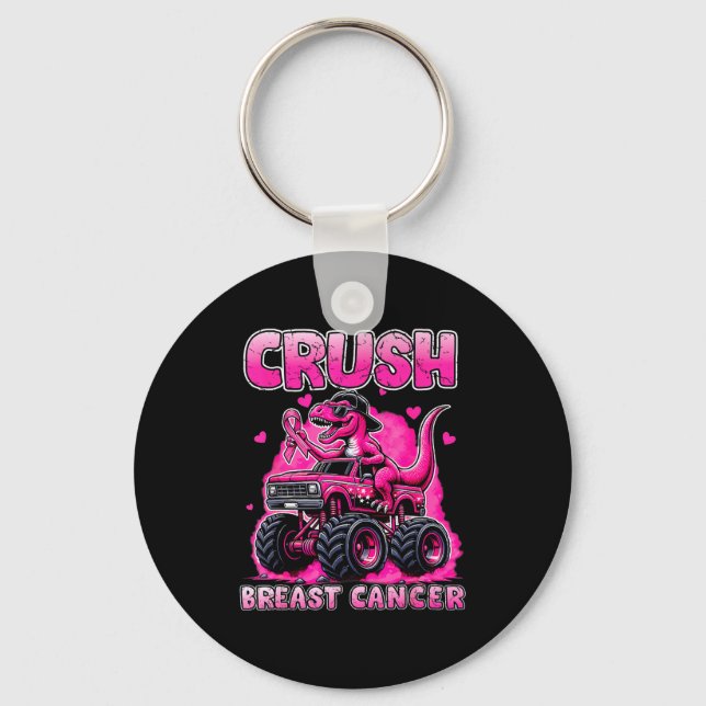 Llavero Crush Breast Cancer Awareness T Rex Monster Truck  (Anverso)