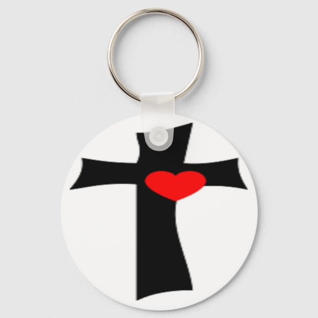 LLAVERO CRUZ CON CORAZÓN ROJO (Anverso)