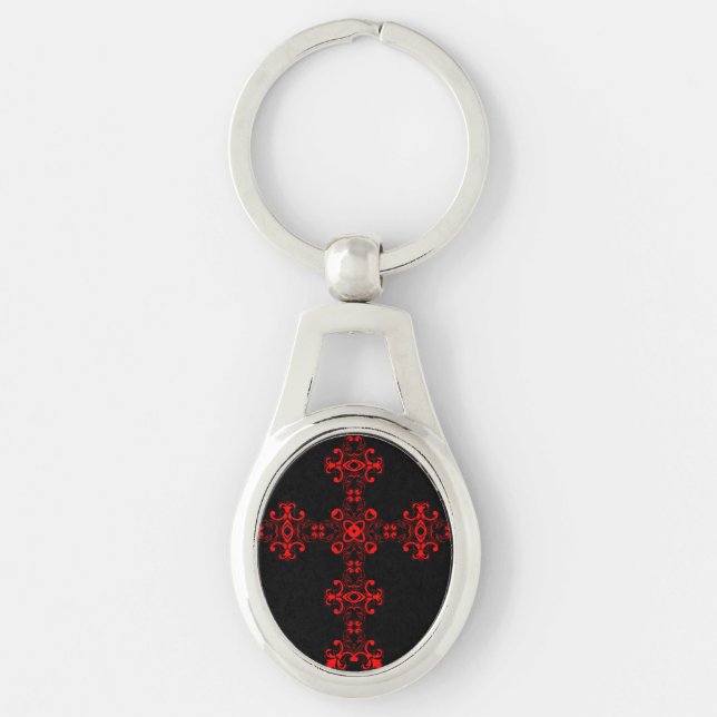 Llavero Cruz con ornamento rojo (Anverso)
