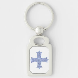 Llavero Cruz Copta de Arte Azul Lapis Premium