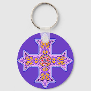 Llavero Cruz copta en colores pastel magnífica