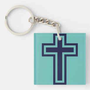 Llavero Cruz cristiana azul diferentes variantes