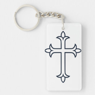 Llavero Cruz Cristiana Clásica Arte Minimalista Fino