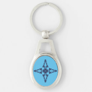 Llavero Cruz Cristiana con Adorno Azul