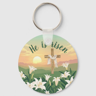 Llavero Cruz cristiana personalizada de la salida del sol