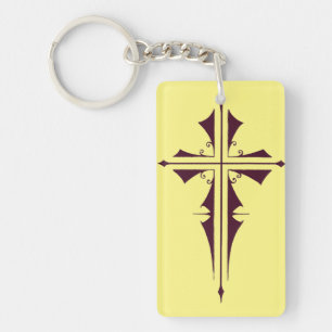 Llavero Cruz cristiana púrpura