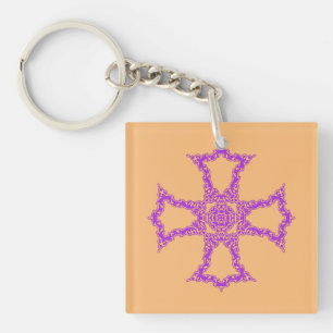 Llavero Cruz Cristiana Rosa Arte Estético Moderno