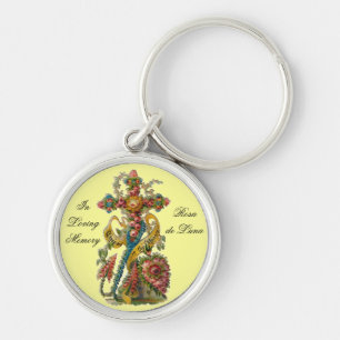 Llavero Cruz de Condolencia Floral Vintage