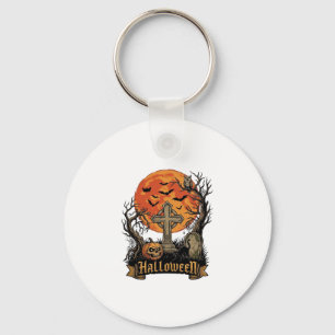Llavero Cruz de Halloween Lápida Calavera Calabaza Gato Ne
