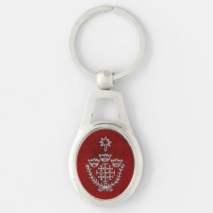 Llavero Cruz de Jerusalén peregrinación tatuaje sello rojo