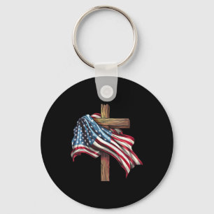 Llavero Cruz de la bandera americana para cristianos patri