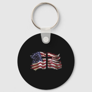 Llavero Cruz de la bandera americana para cristianos patri