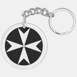 Llavero Cruz de Malta v2 (blanco sobre negro)