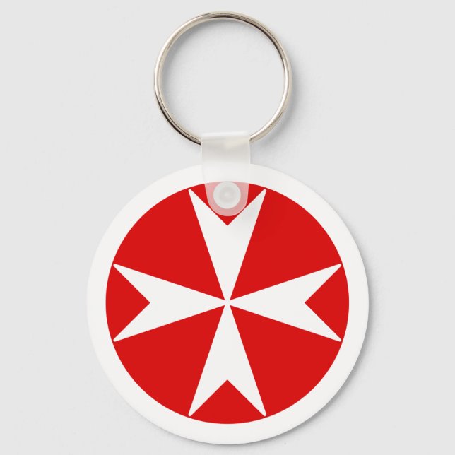 Llavero Cruz de Malta v2 (blanco sobre rojo) (Anverso)