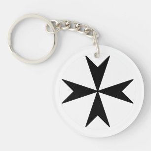 Llavero Cruz de Malta v2 (negro sobre blanco)