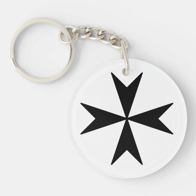 Llavero Cruz de Malta v2 (negro sobre blanco) (Frente)