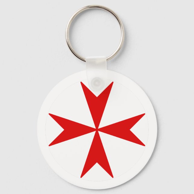 Llavero Cruz de Malta v2 (rojo sobre blanco) (Anverso)