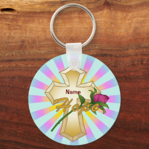 Llavero Cruz de Rosa de Esperanza Cristiana