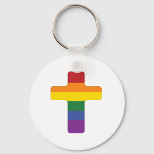 Llavero Cruz del orgullo arcoiris