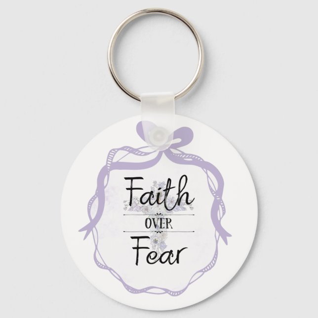 Llavero Cruz floral con cita cristiana (Anverso)