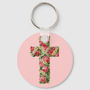 Llavero Cruz Floral Vintage