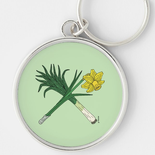 Llavero Cruzado de puerros y daffodil (Frente)
