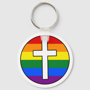Llavero cruzado del arco iris (estilo del botón)